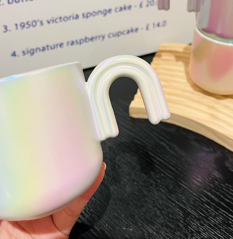 Rainbow and Bow Chrome Ceramic Cup and Saucer