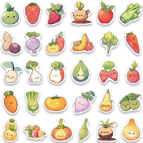 Cute Fruit and Vegetables Stickers 60pc