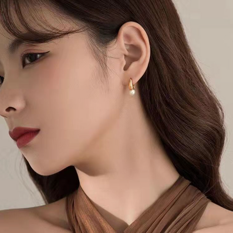 Pearl Hoops Earring