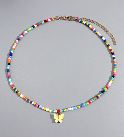 Butterfly Pearl Beaded Necklace