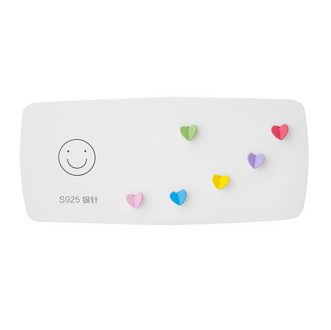 Colorful Folded Heart Six Pc Pack Earring