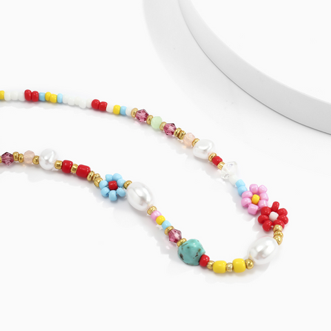 Daisy Bead Pearl Necklace