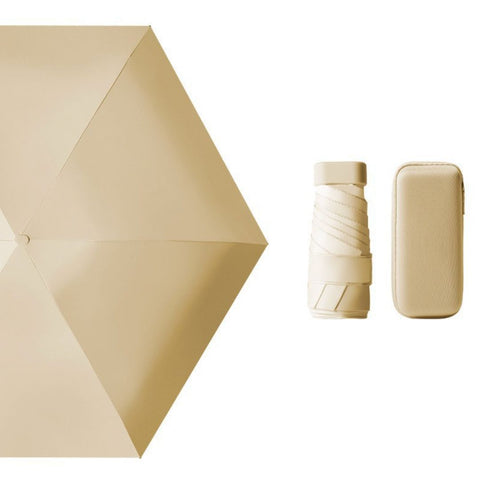 19" 6 Bone Color Fold Compact Umbrella with Case