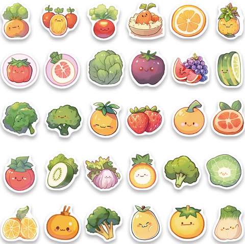 Cute Fruit and Vegetables Stickers 60pc