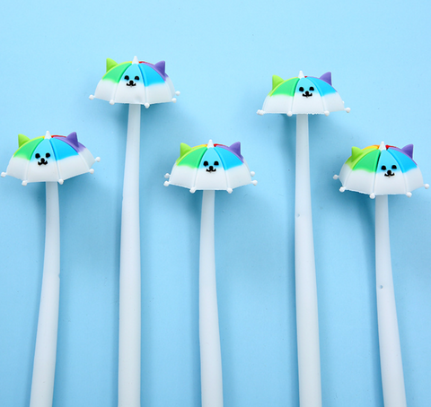 Rainbow Cat Umbrella Gel Ink Pen Black 0.5mm