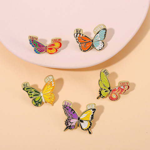 Butterfly Pronoun Pin