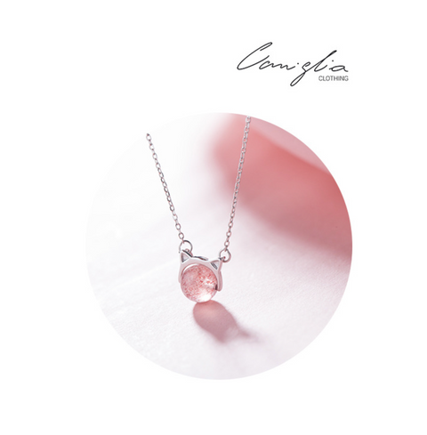 Cat Ear Red Stone Necklace