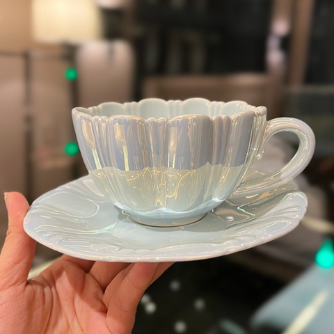 Flower Petal Ceramic Cup and Saucer