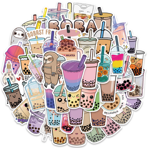 Bubble Tea Vinyl Stickers 50pc