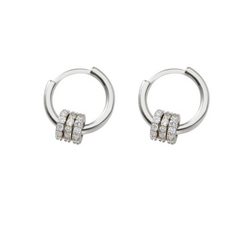 Three Crystal Hoop Earring
