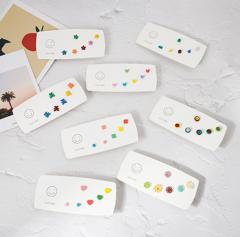 Colorful Square Six Pc Pack Earring