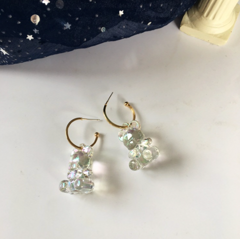 Clear Jelly Bear Earring
