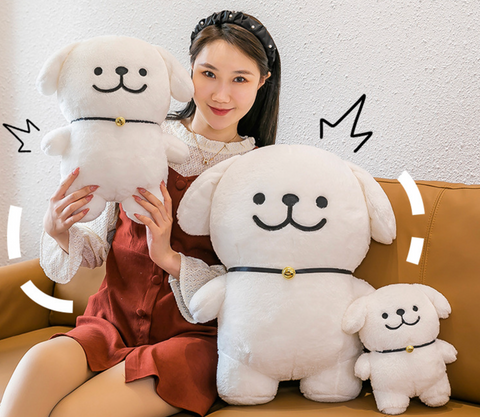 White Bell Dog Plush 25cm