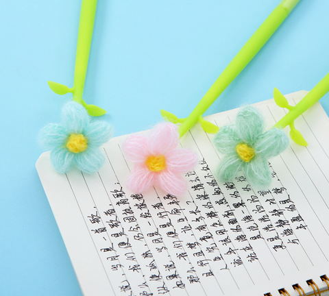 Yarn Flower Gel Ink Pen Black 0.5mm