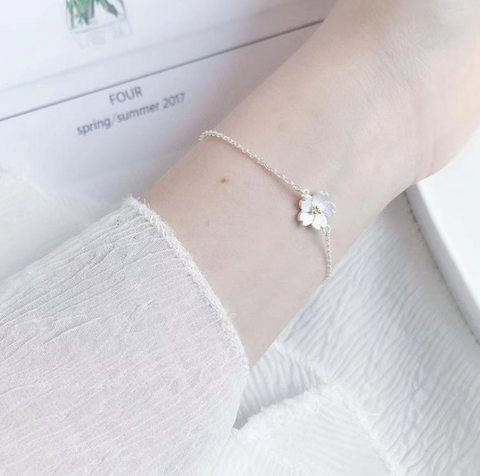 Silver Sakura Bracelet 19cm