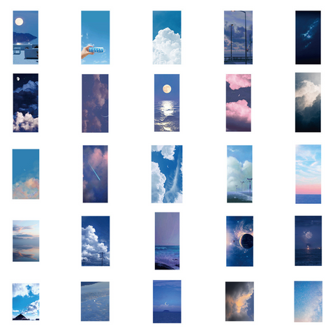 Blue Cloud Sky Stickers 56pc