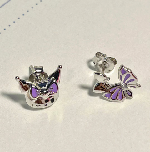 Silver Kuromi Purple Earring