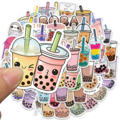 Bubble Tea Vinyl Stickers 50pc