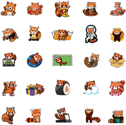 Red Panda Vinyl Sticker 50pc