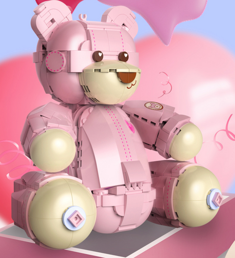 Cute Teddy Pink Bear Building Block