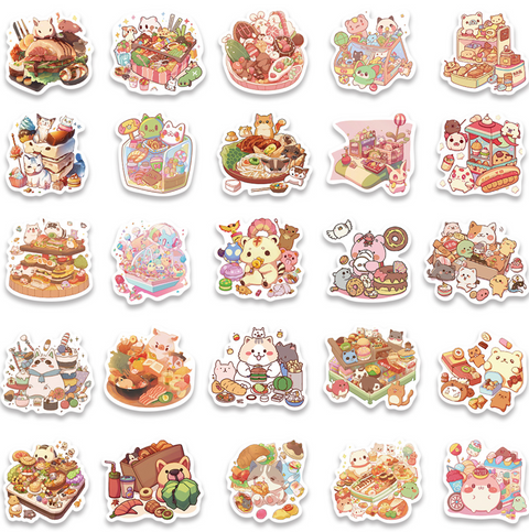 Kitty Gourmet Vinyl Sticker 50pc