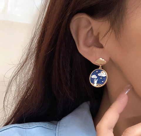 Rabbit and Moon Earring