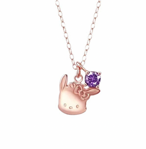 Pucchacho Purple Crystal Rose Gold Necklace