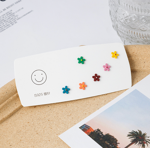 Colorful Flower Six Pc Pack Earring