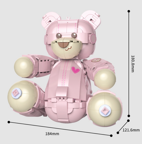 Cute Teddy Pink Bear Building Block