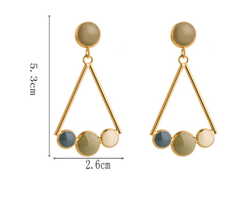Green Gold Enamel Dangle Earring