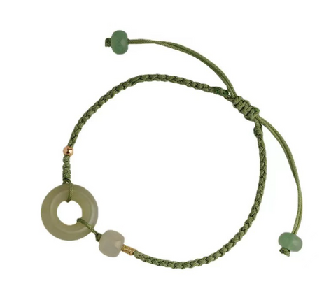 Jade Circle Green Braided Bracelet