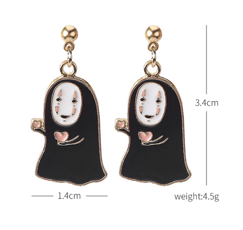 No Face Pink Heart Dangle Earring