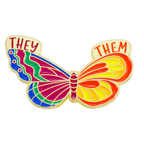 Butterfly Pronoun Pin