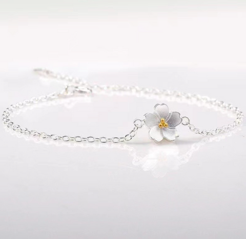 Silver Sakura Bracelet 19cm
