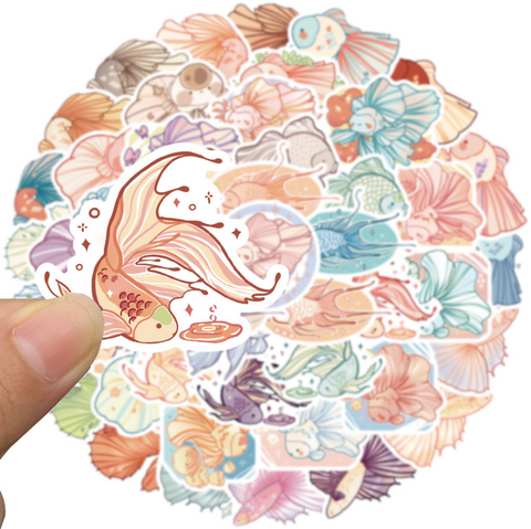 Betta Fish Vinly Sticker 50pc