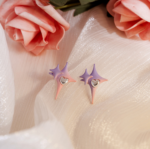 Purple Pink Star Stud Earring