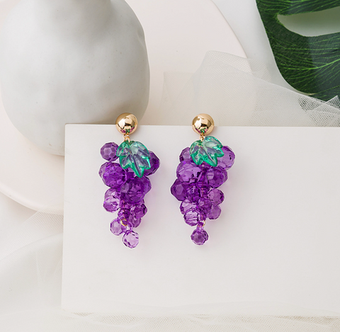 Purple Grape Dangle Earring