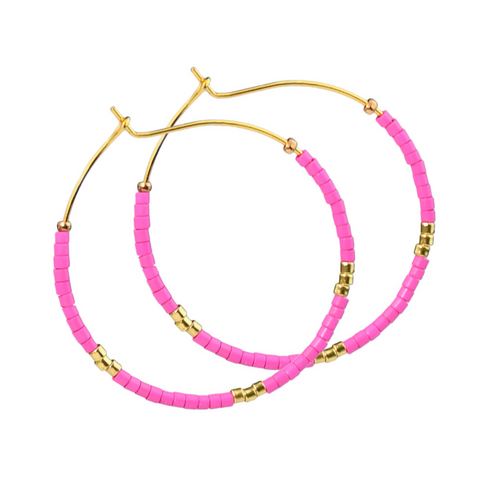 Rice Bead Hoop Earring