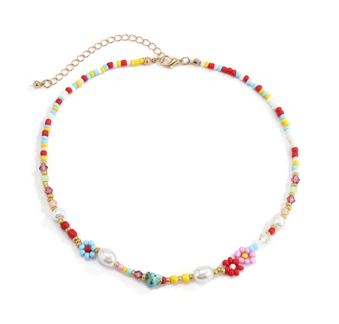 Daisy Bead Pearl Necklace