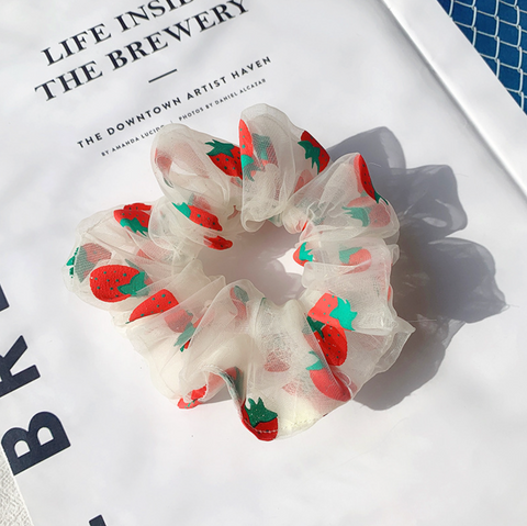 Sheer Strawberry Scrunchie