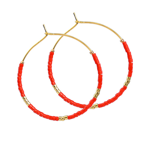 Rice Bead Hoop Earring