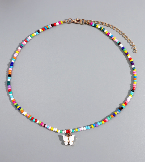 Butterfly Pearl Beaded Necklace