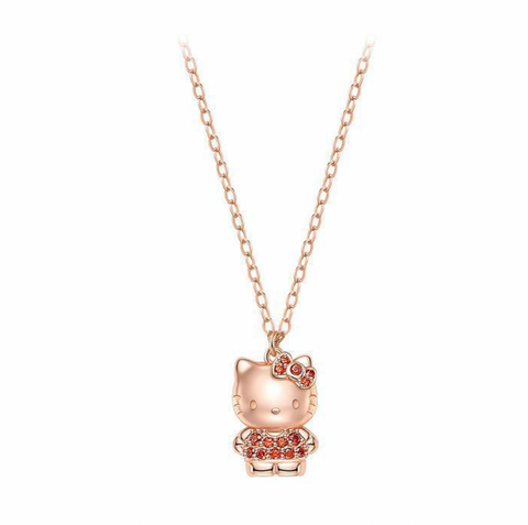 Red Crystal Rose KT Gold Necklace