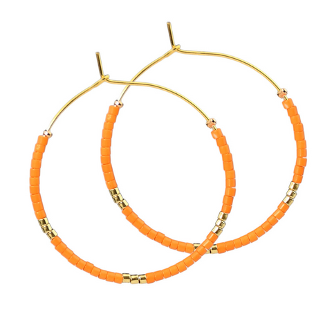 Rice Bead Hoop Earring