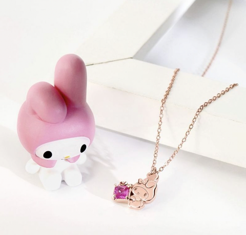 My Melody Pink Crystal Rose Gold Necklace
