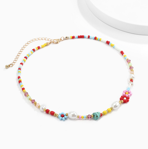 Daisy Bead Pearl Necklace