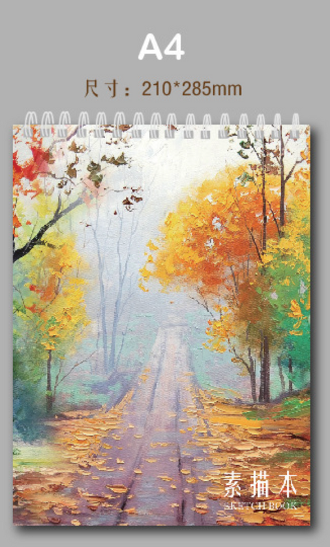 A4 Autumn Roads Top Spiral Sketchbook