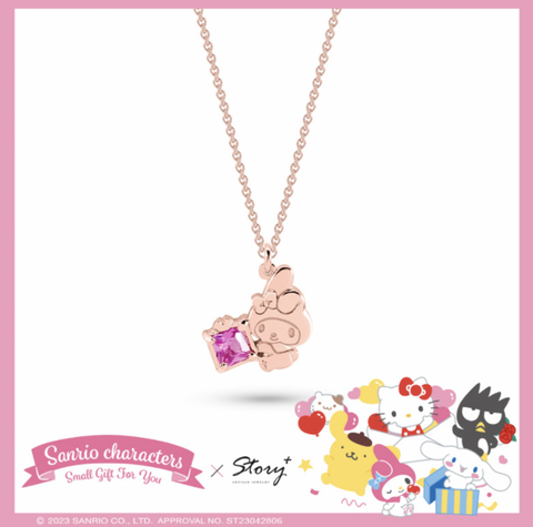 My Melody Pink Crystal Rose Gold Necklace