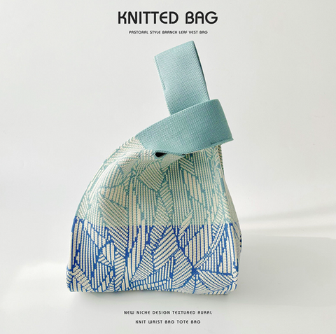 Striped Leafs Knit Bags
