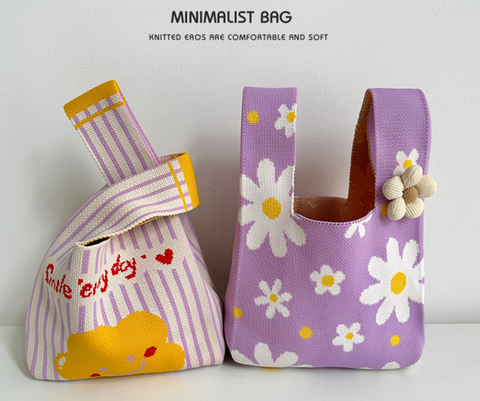 Bright Floral Knit Hand Bag